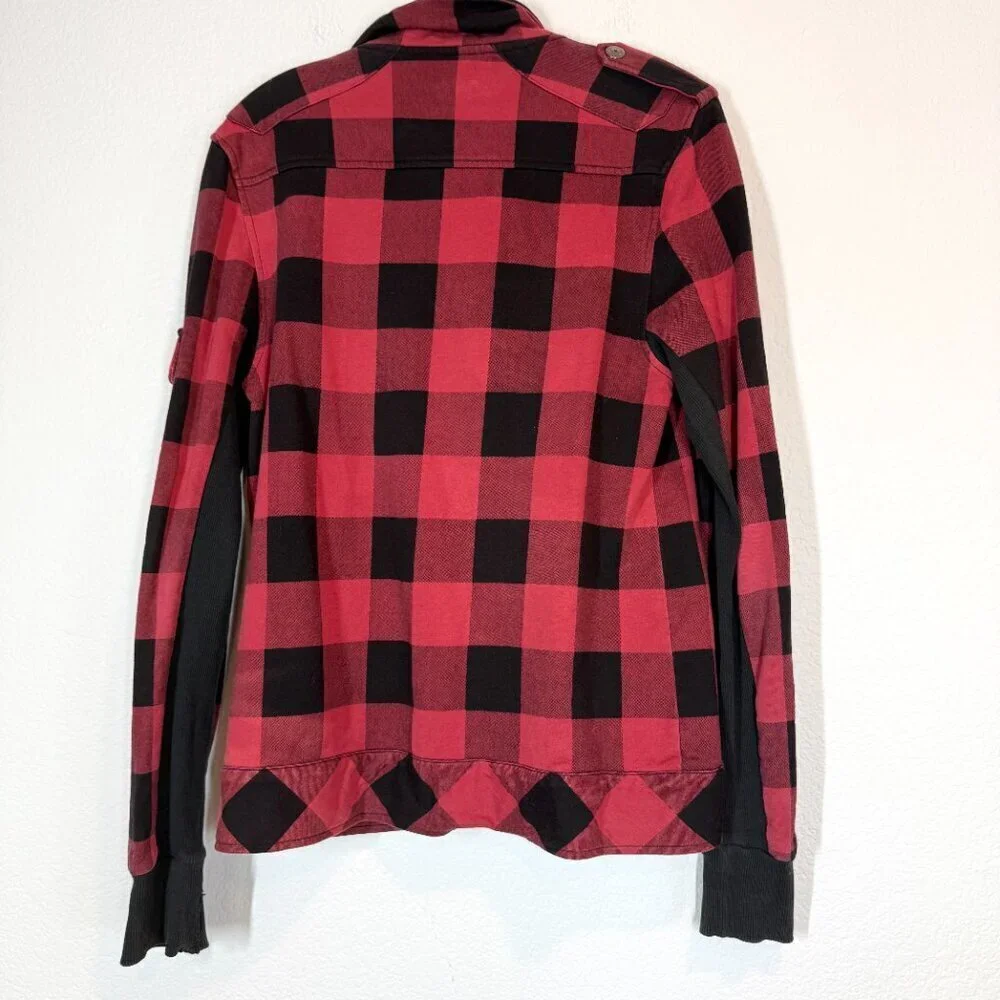 Kill City Red Black Plaid Flannel Jacket Punk Grunge Streetwear Medium